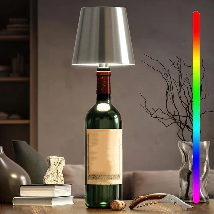 GlowBottle, a portable LED mood lamp. Rechargeable with touch control for personalized light.