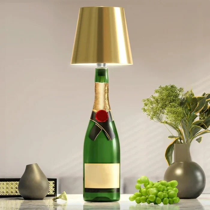 Stylish GlowBottle portable LED lamp. Dimmable, touch control, & rechargeable for any mood.