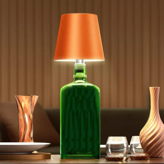 Ambient LED GlowBottle. Rechargeable, touch control, & portable mood lighting for any space.