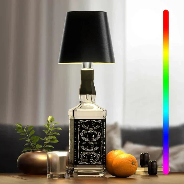 GlowBottle: A compact, portable LED lamp. Wireless, touch-controlled, & perfect for cozy evenings.