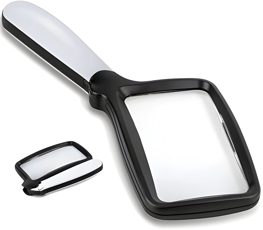 Lighted handheld reading magnifier for clear text. A portable visual aid perfect for books and fine print.