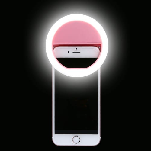 Dimmable LED ring light enhances selfies, video calls, and content creation on phones & laptops.