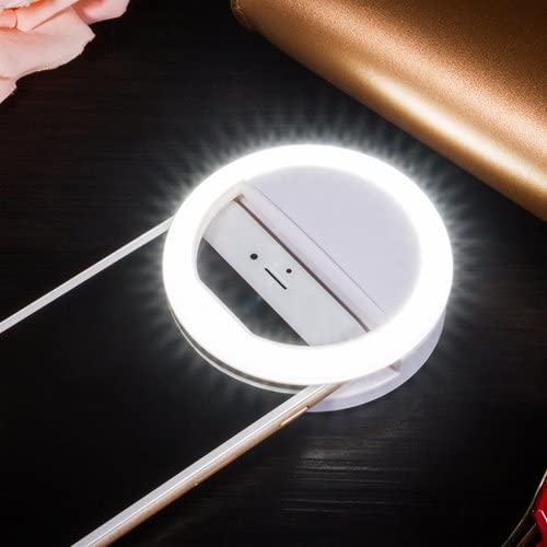 GlowSnap portable LED selfie ring light. Universal clip for smartphones, tablets, and laptops.