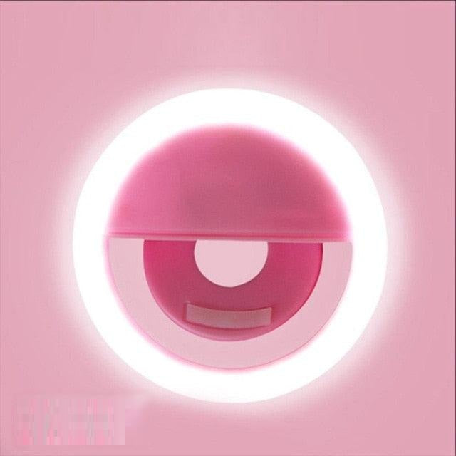 Creator's portable LED ring light for social media videos, photos, and live streams on the go.