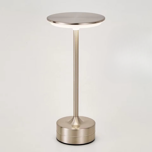 Portable LED touch sensor table lamp, USB rechargeable for bedside or desk.