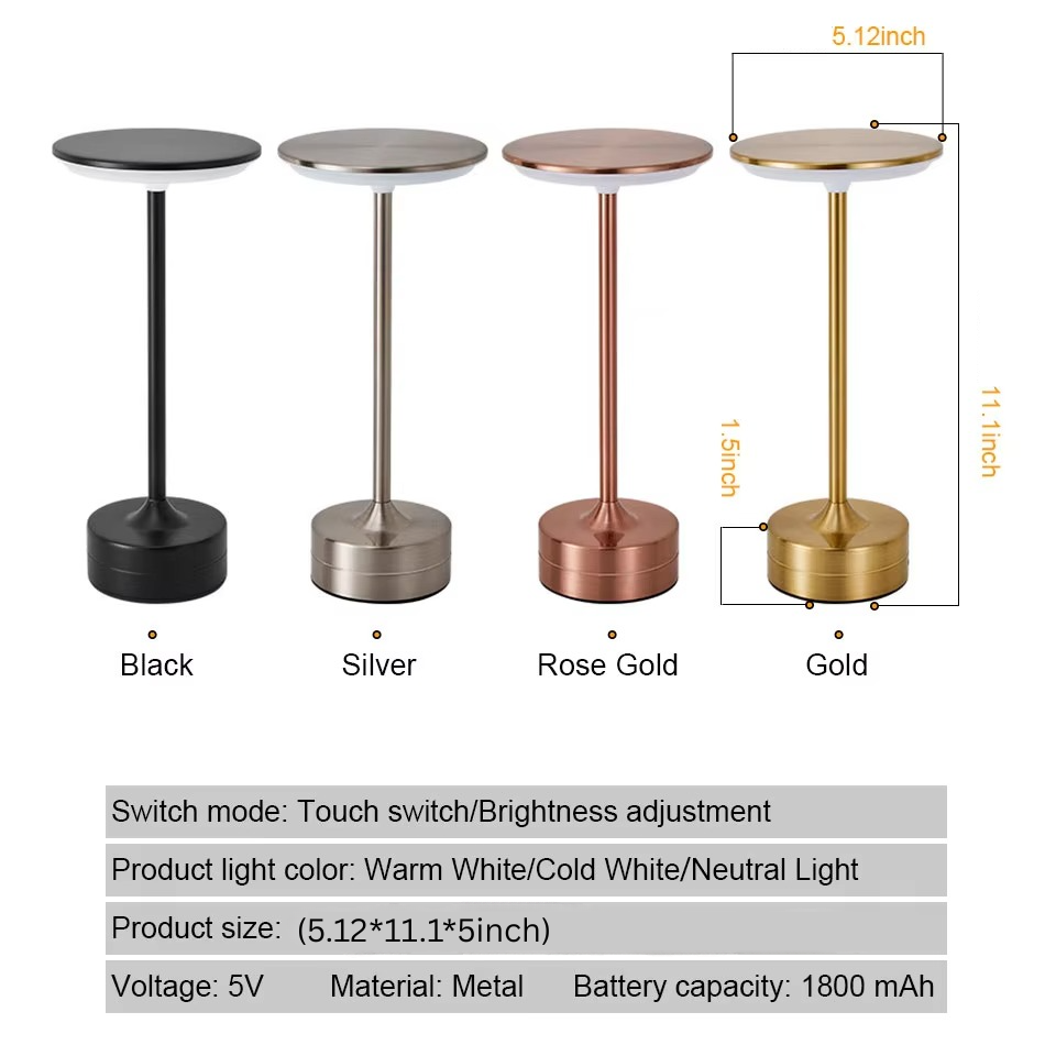 Black LED touch sensor lamp, portable and USB rechargeable for any room.