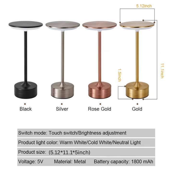Black LED touch sensor lamp, portable and USB rechargeable for any room.