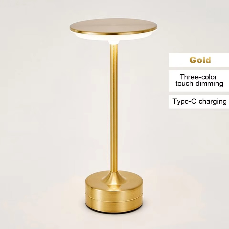 Portable LED desk lamp with touch control, USB rechargeable, great for home decor.