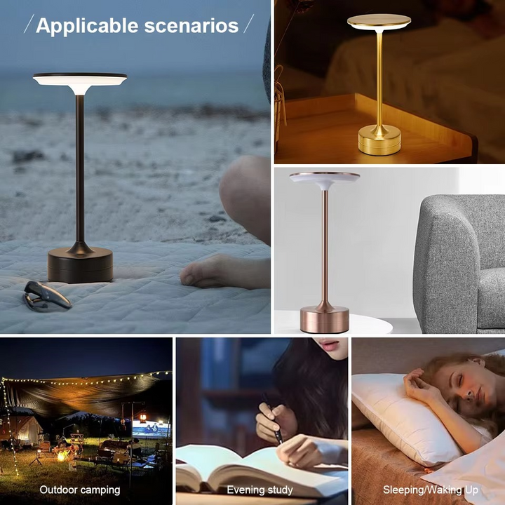 Stylish modern LED touch lamp, cordless and portable, perfect home decor.