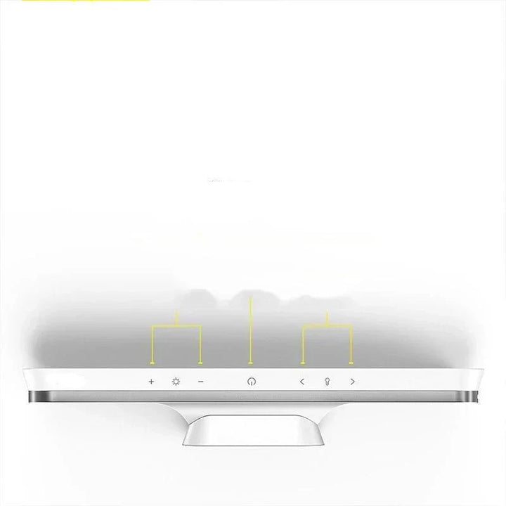 Eye-friendly LED desk lamp, magnetic & portable, featuring touch sensor dimming for comfortable reading.
