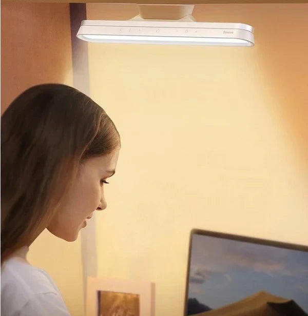 Home office LED reading lamp, portable with magnetic attachment & touch sensor for personalized lighting.