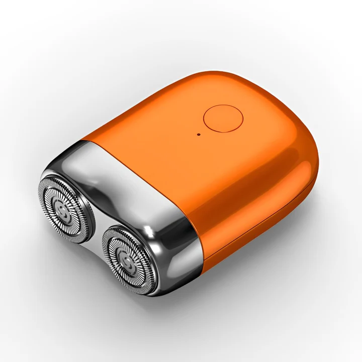 Portable men's electric shaver for wet & dry use. Waterproof, rechargeable rotary travel shaver for grooming.