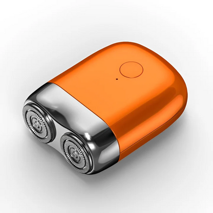 Portable men's electric shaver for wet & dry use. Waterproof, rechargeable rotary travel shaver for grooming.