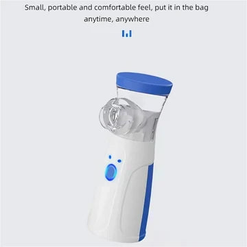 Efficient portable mesh nebulizer providing silent respiratory relief & asthma care for the whole family, USB rechargeable.