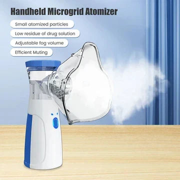Travel-friendly mesh nebulizer for respiratory relief & asthma care. USB rechargeable, quiet for all ages.