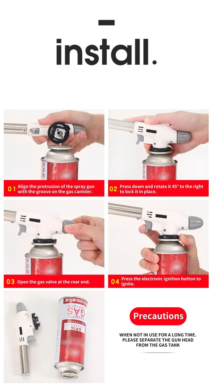 Rugged metal butane torch, an outdoor essential for adventurers, chefs, and campers.