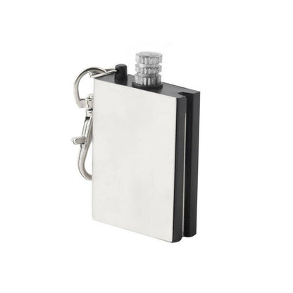Portable Metal Flint Match fire starter with lanyard, a dependable silver metal lighter for emergency kits.