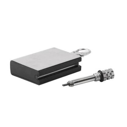 Detailed view of the Portable Metal Flint Match, highlighting its durable metal construction and compact design.