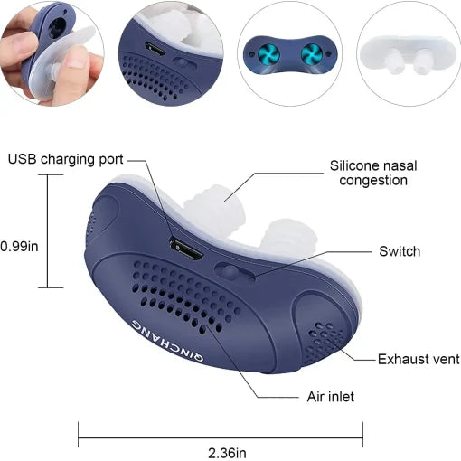 Small, hoseless micro CPAP for sleep apnea treatment. Portable anti-snoring device for travelers.