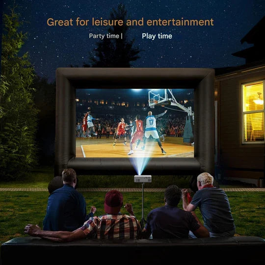 Compact 3000 lumens portable projector featuring HDMI & USB connectivity, perfect for movie night.