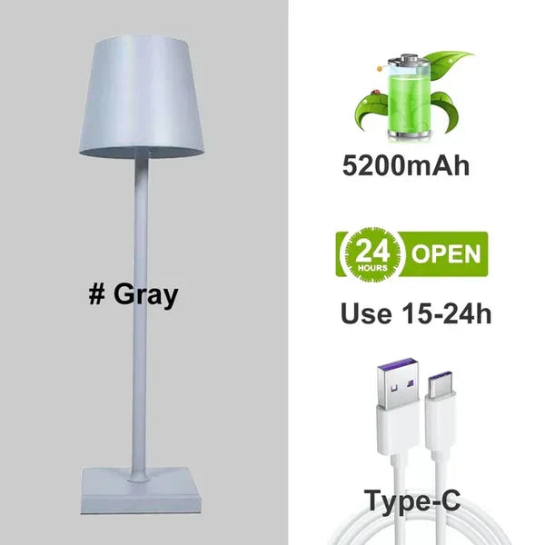 Stylish portable LED table lamp, ambient light for home decor. Perfect for living rooms, bedrooms or bars.