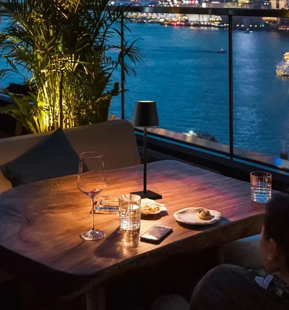 Versatile portable LED lamp, dimmable touch control. Modern design for reading, desk, ambient lighting & home.