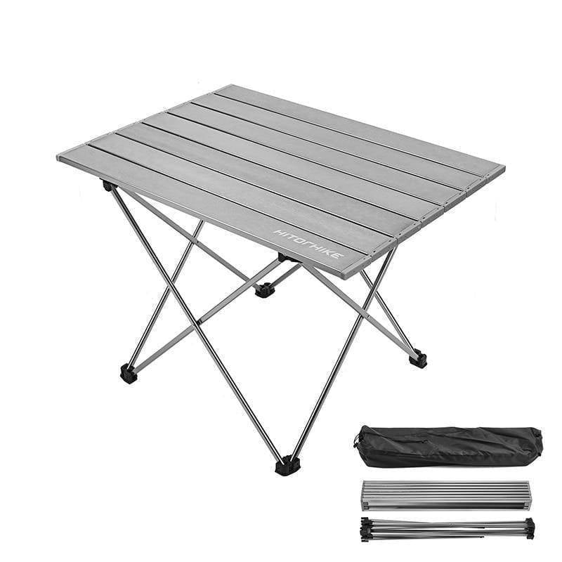 Portable outdoor aluminum folding camping picnic table, compact lightweight gear for camp
