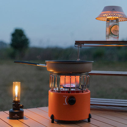 Compact camping stove with adjustable flame for outdoor cooking, great for travel gear