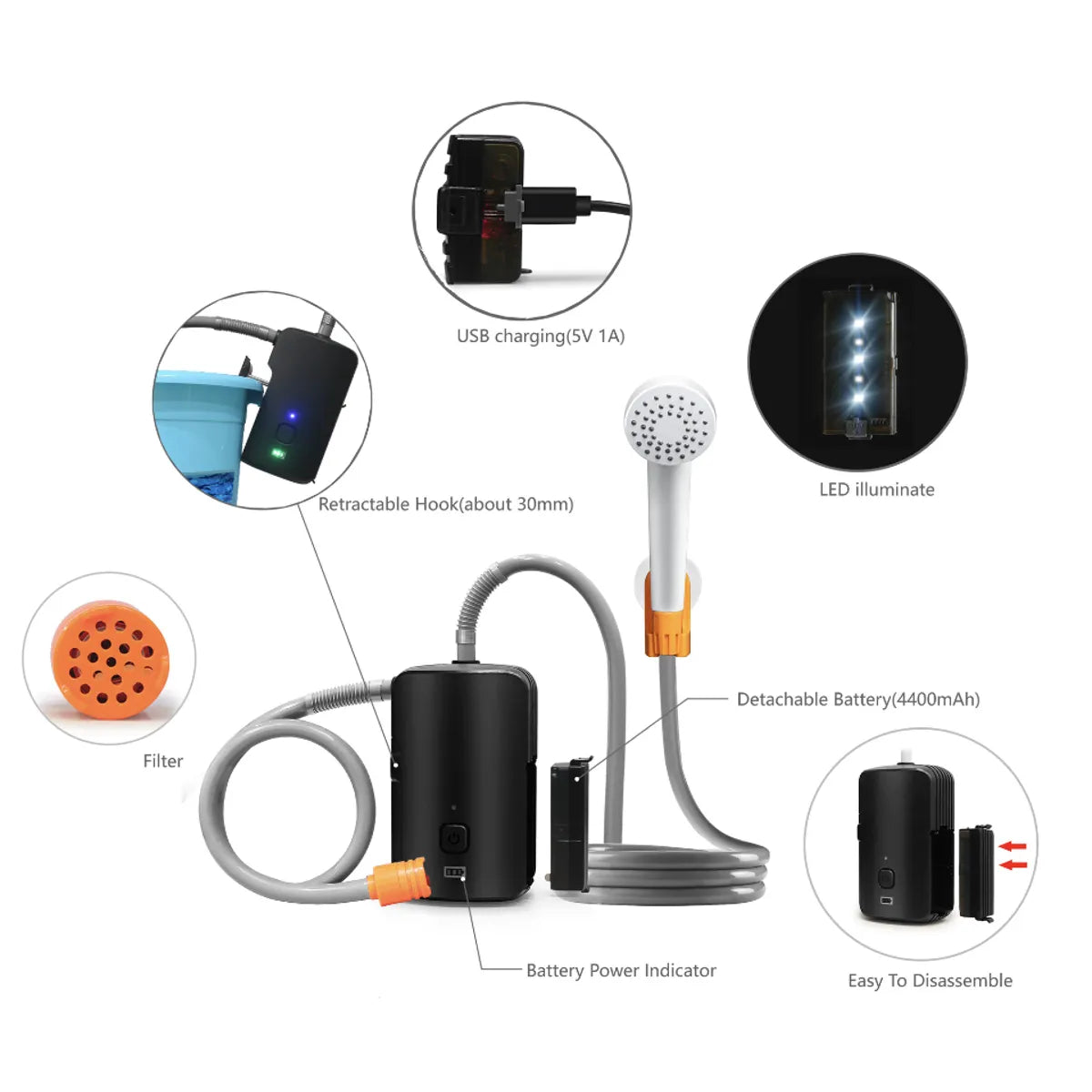 Camping gear: travel-friendly portable shower pump, ideal for rinsing off after outdoor activities