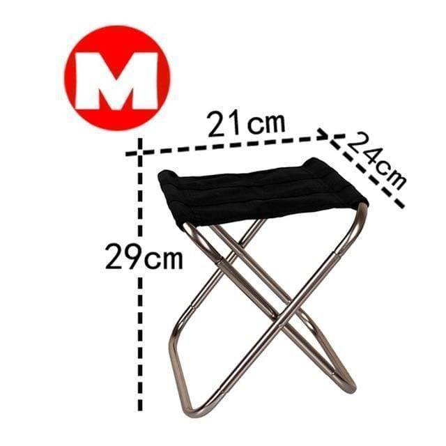 Compact folding camping chair; ideal for outdoor adventures, fishing trips, and beach relaxation