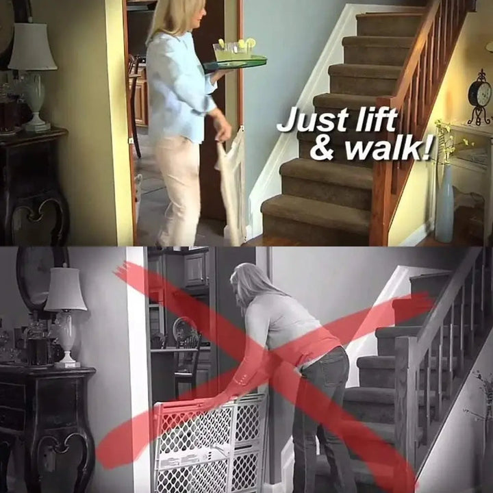 Unisex portable pet gate, a safe nylon mesh barrier for dogs & cats. Provides home security, easy to install anywhere.