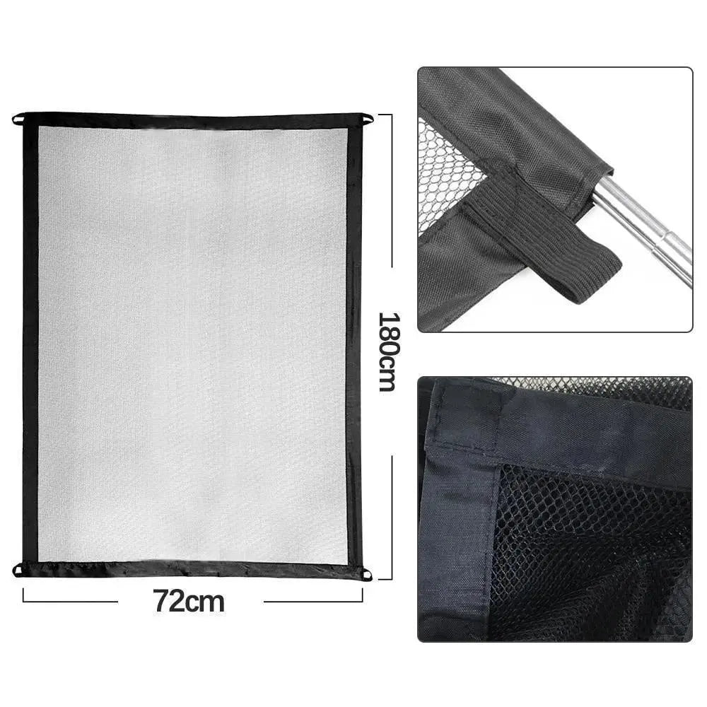 Durable nylon mesh pet gate, a flexible & portable safety barrier for indoor/outdoor use with dogs & cats.