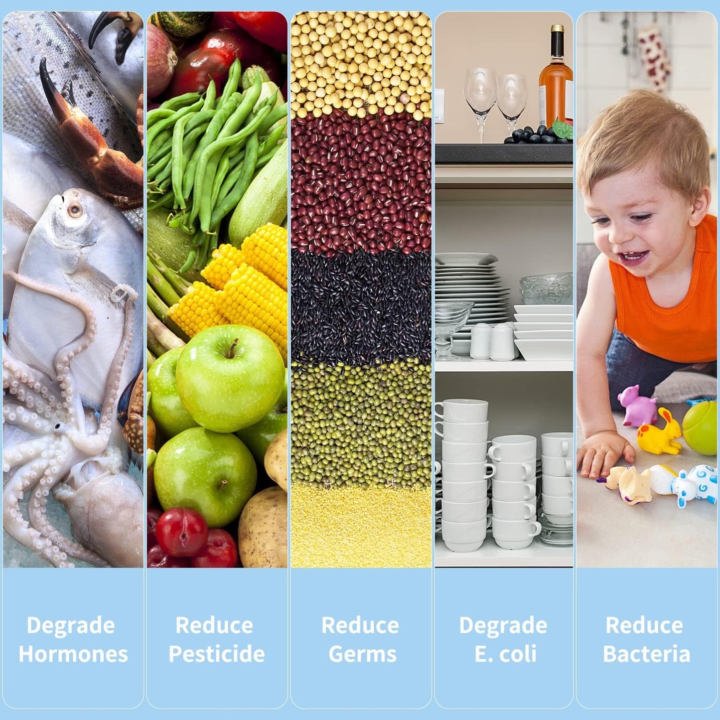 Modern portable produce purifier, an advanced food detoxifier & residue remover for all your fruit & veggie cleaning.