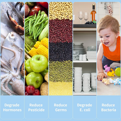 Modern portable produce purifier, an advanced food detoxifier & residue remover for all your fruit & veggie cleaning.