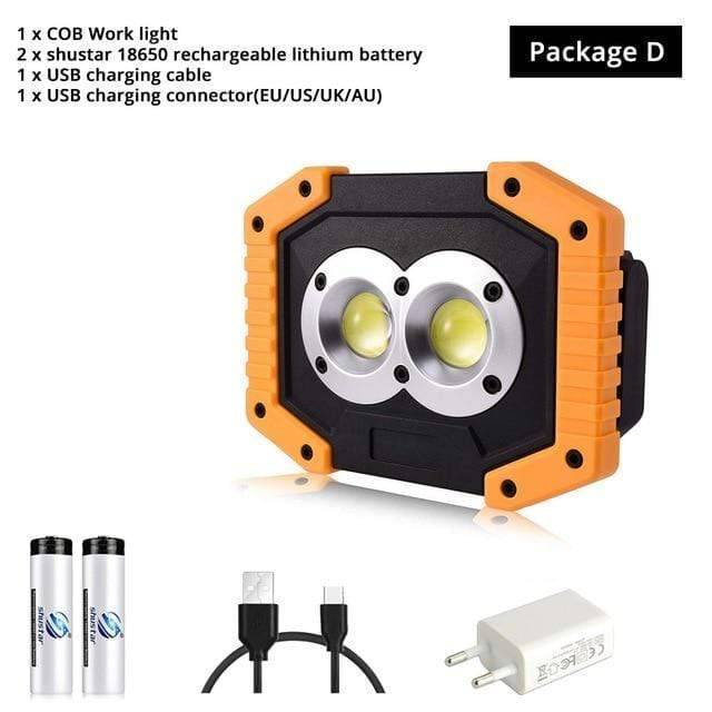 Bright COB LED work light, portable and waterproof, for mechanics and outdoor tasks