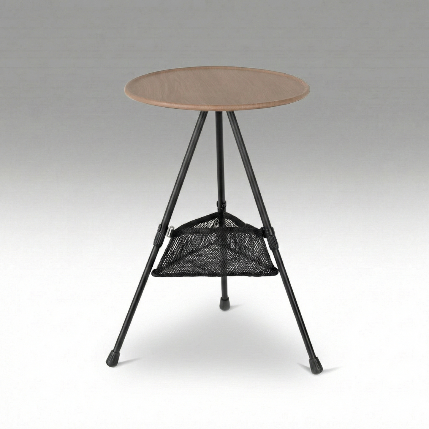 Portable round camping table with mesh pocket, lightweight for outdoor picnicking
