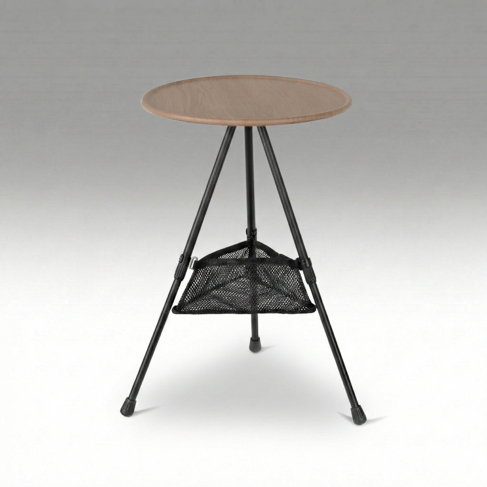 Portable round camping table with mesh pocket, lightweight for outdoor picnicking