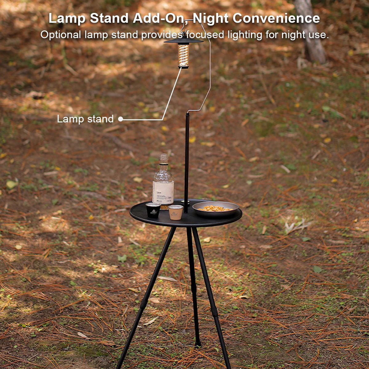 Versatile portable round table for camping, outdoor events, includes mesh pocket