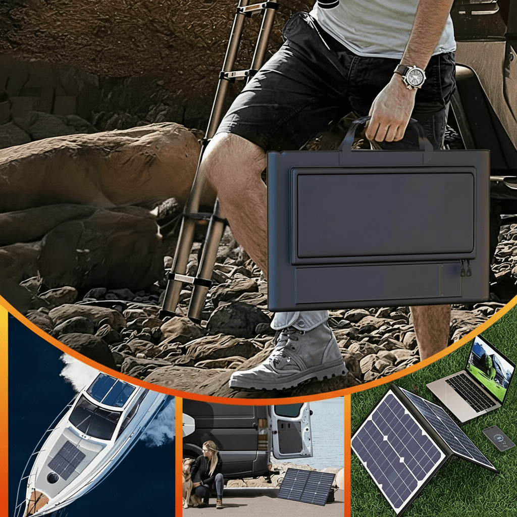 Compact portable solar charger, perfect for camping, backpacking, and emergency power in the outdoors.