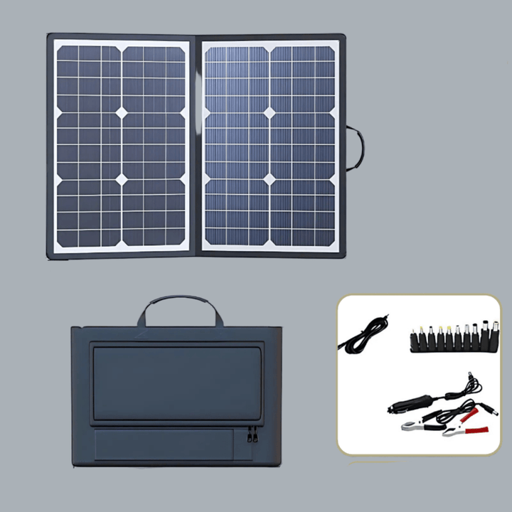 Durable outdoor portable solar charger, essential gear for camping, hiking, and remote power needs.
