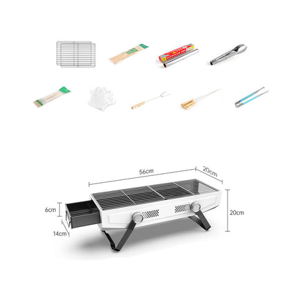 Outdoor cooking grill, stainless steel, designed for camping picnics