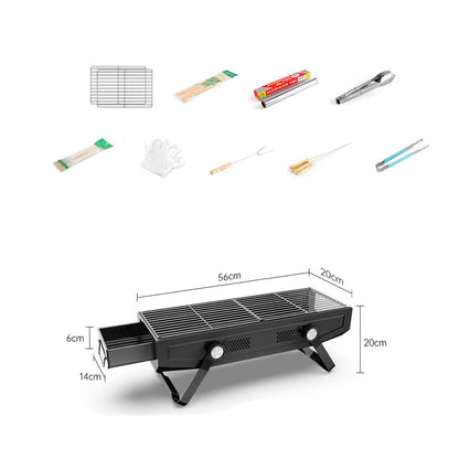 Portable stainless steel BBQ grill, disassembled for packing
