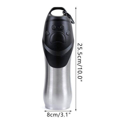 Travel-friendly pet water bottle: stainless steel, portable, and perfect for active dog owners.