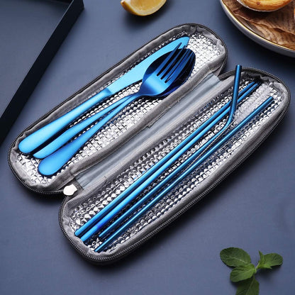 Eco-friendly reusable travel cutlery set, a must-have for adventurers.