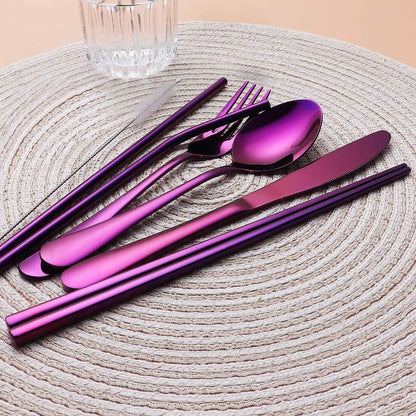 Portable stainless steel flatware for school lunches and office breaks.