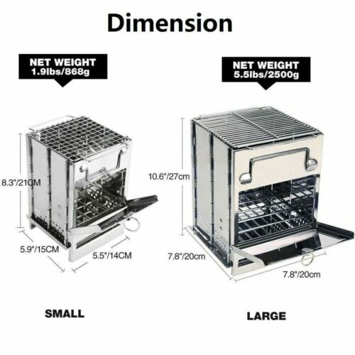Survival gear: portable stainless steel wood burning camping stove, perfect for outdoor cooking