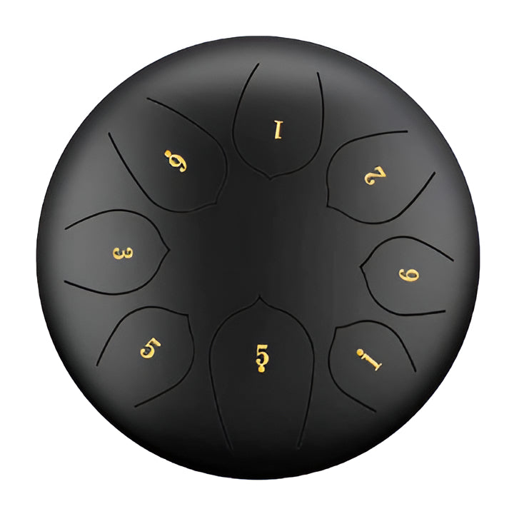 Compact steel tongue drum, beginner-friendly musical instrument for yoga, meditation, and unique gift.