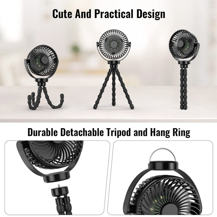 High-capacity 8000mAh battery portable fan ensuring long-lasting personal cooling for travel.