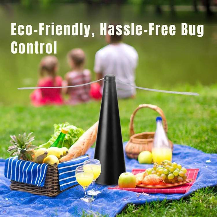Compact fly repellent fan with soft-touch blades, ideal for home patio and camping dining