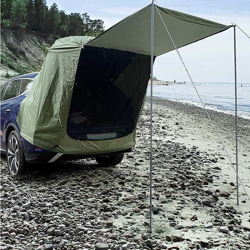 All-weather portable tailgate tent, ensures comfortable SUV camping.